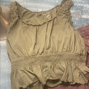 American Eagle Outfitters Olive Green Women's Top